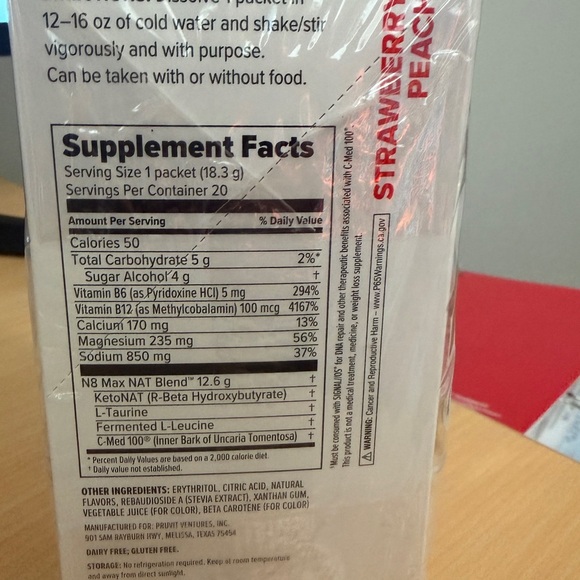 Pruvit Keto//OS NAT Strawberry Peach Supplement - Picture 3 of 4